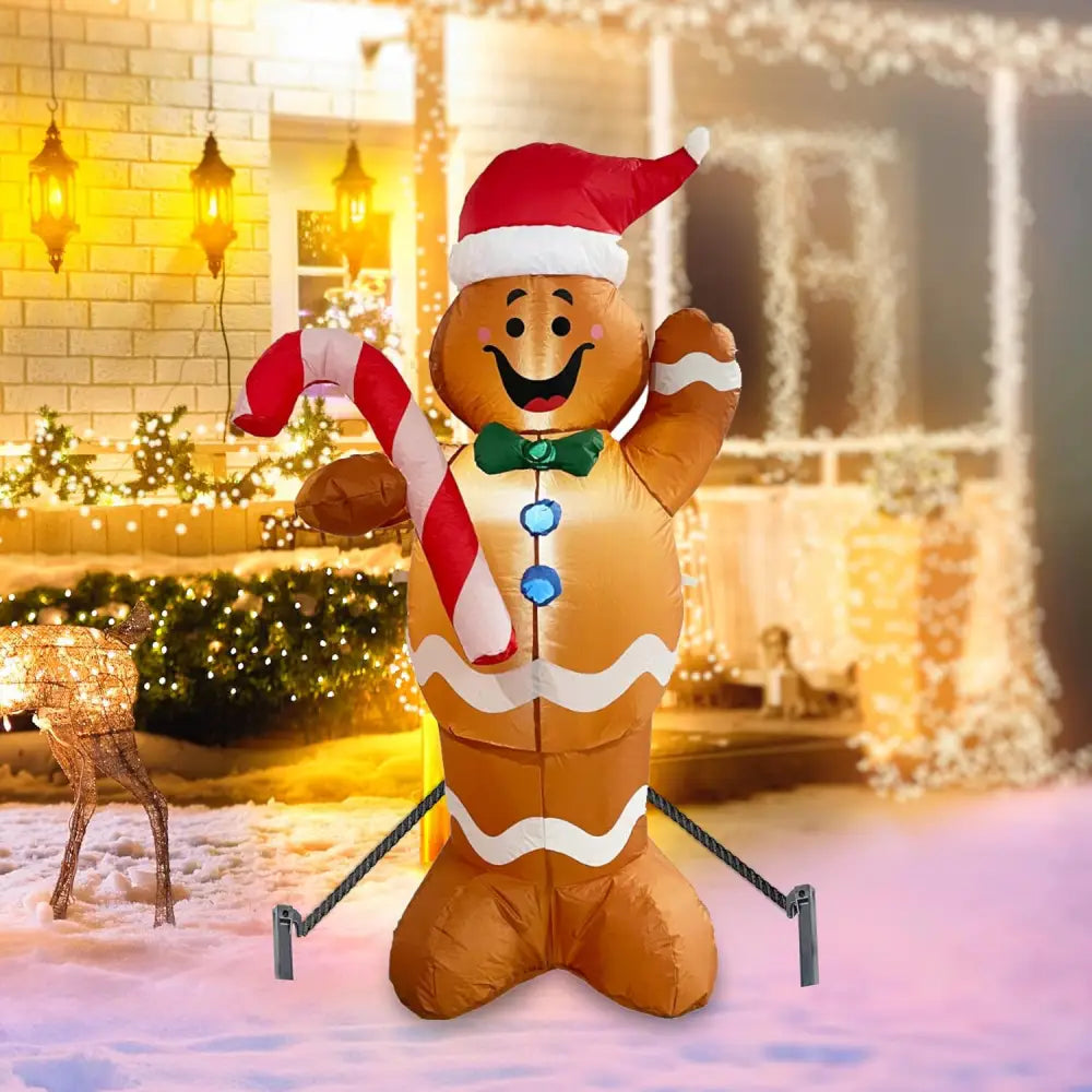 5ft Inflatable Gingerbread Man with LED Lights by 4E’s Novelty. Perfect for Christmas parties and indoor or outdoor