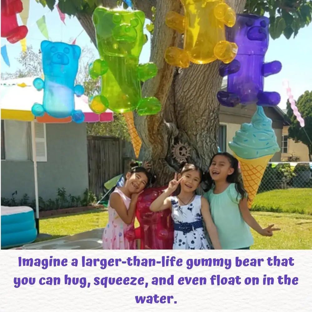 6 Pack Inflatable Gummy Bears Huge 24" - Great for Birthday Party Decorations, Unique Pool Toys for Kids