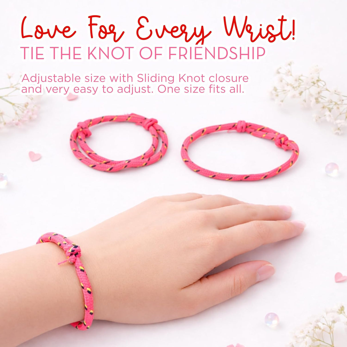 4E's Novelty 48-Pack Friendship Bracelets with Valentine Cards – Classroom Party Favors for Kids