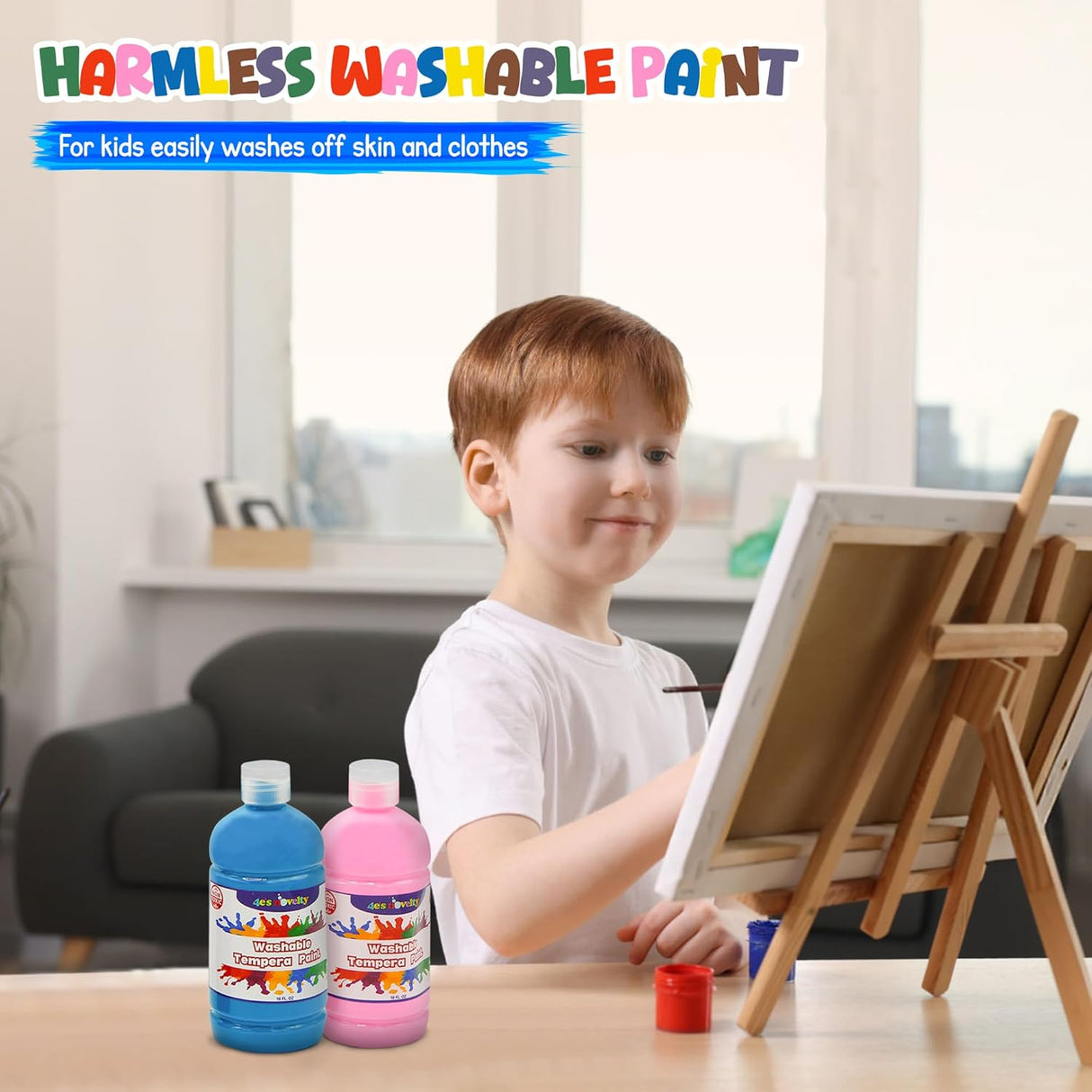 4E's Novelty Washable Tempera Paint Set for Kids – 10 Bright Colors
