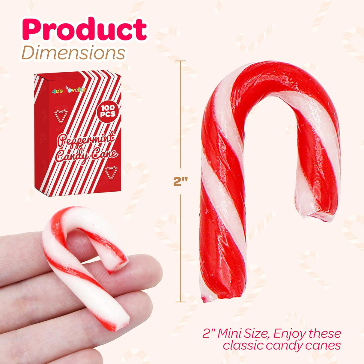 4E's Novelty 100 Pack Christmas Mini Individually Wrapped Candy Canes
