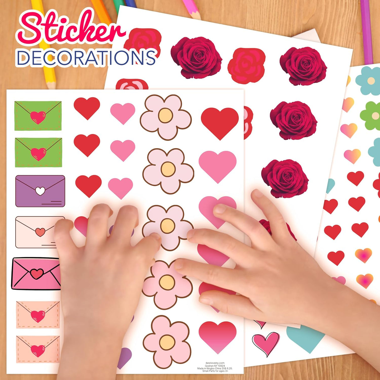 4E's Novelty Valentine Coloring Tablecloth & Stickers Set
