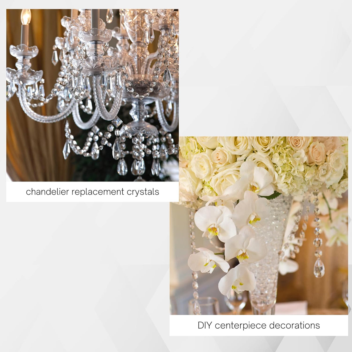 4E's Novelty 26 Pack Teardrop Acrylic Crystal Beads for Christmas Ornaments and Wedding Decor by 4E's Novelty"