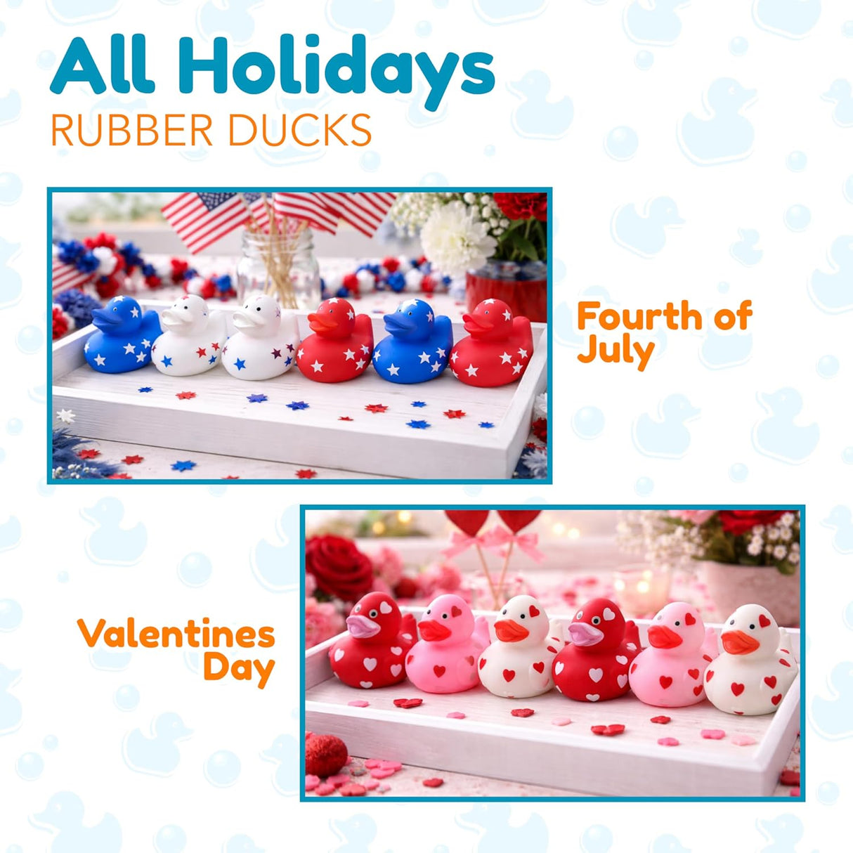 All Holidays Rubber Ducks Pack of 42 - Includes Thanksgiving, Christmas, Valentines & More, Bath Toys for Kids, Advent Gift, Seasonal Ducks