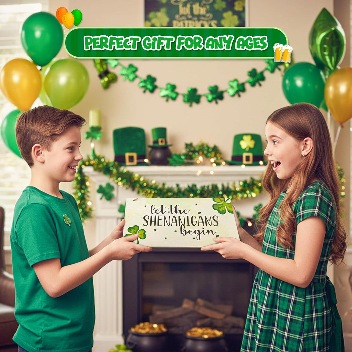 4E's Novelty Hanging St. Patricks Day Shamrock Wood Decor Sign