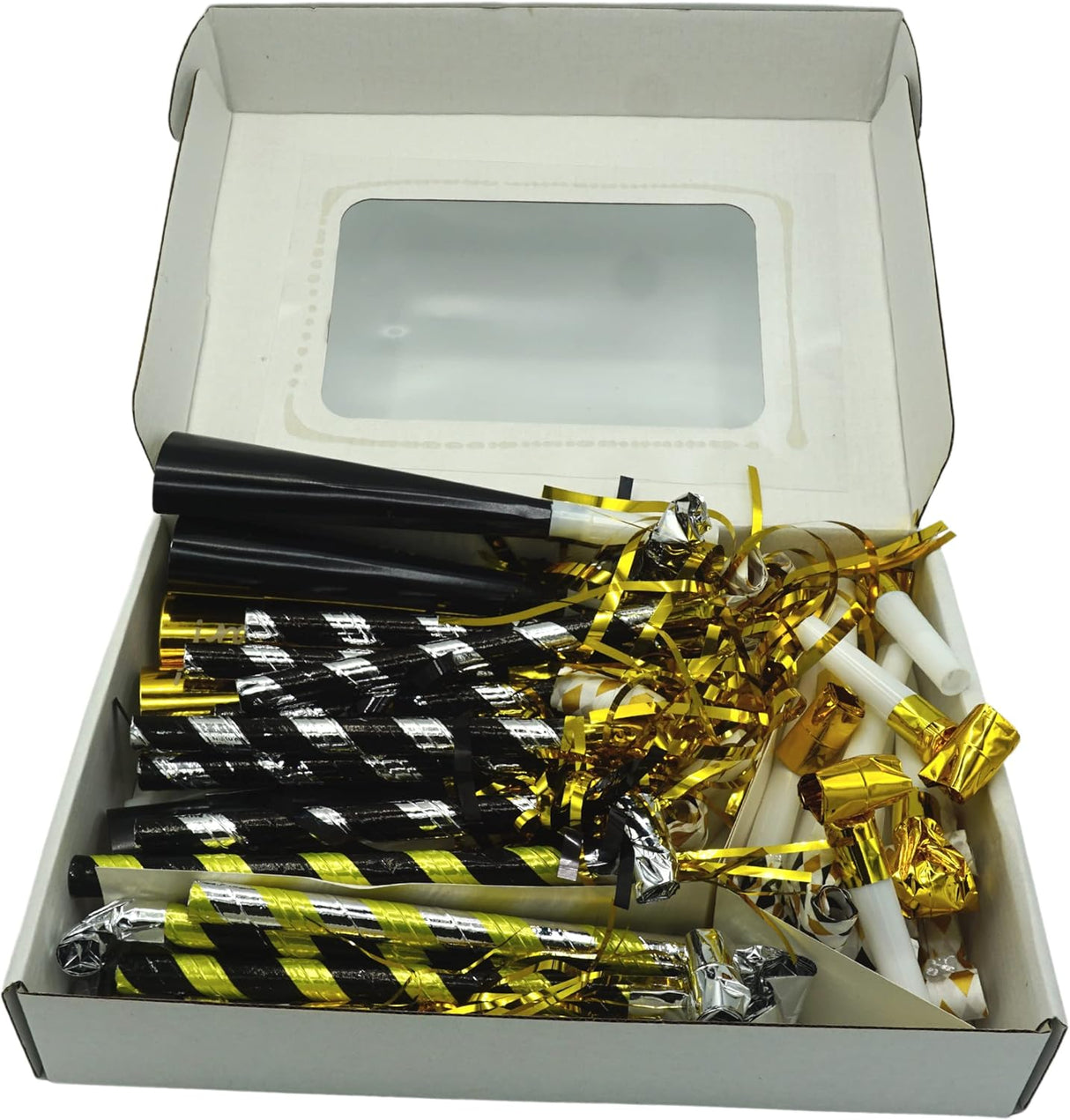 4E's Novelty 50 Pack NYE Noisemakers – New Years Eve Party Supplies