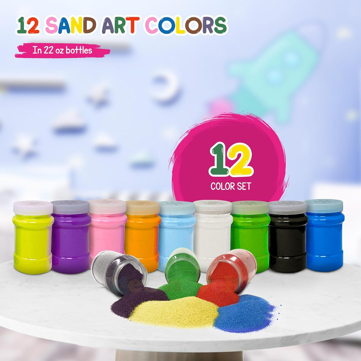 4E's Novelty 16.5 Pound Colored Sand for Crafts, 12 Sand Art Colors