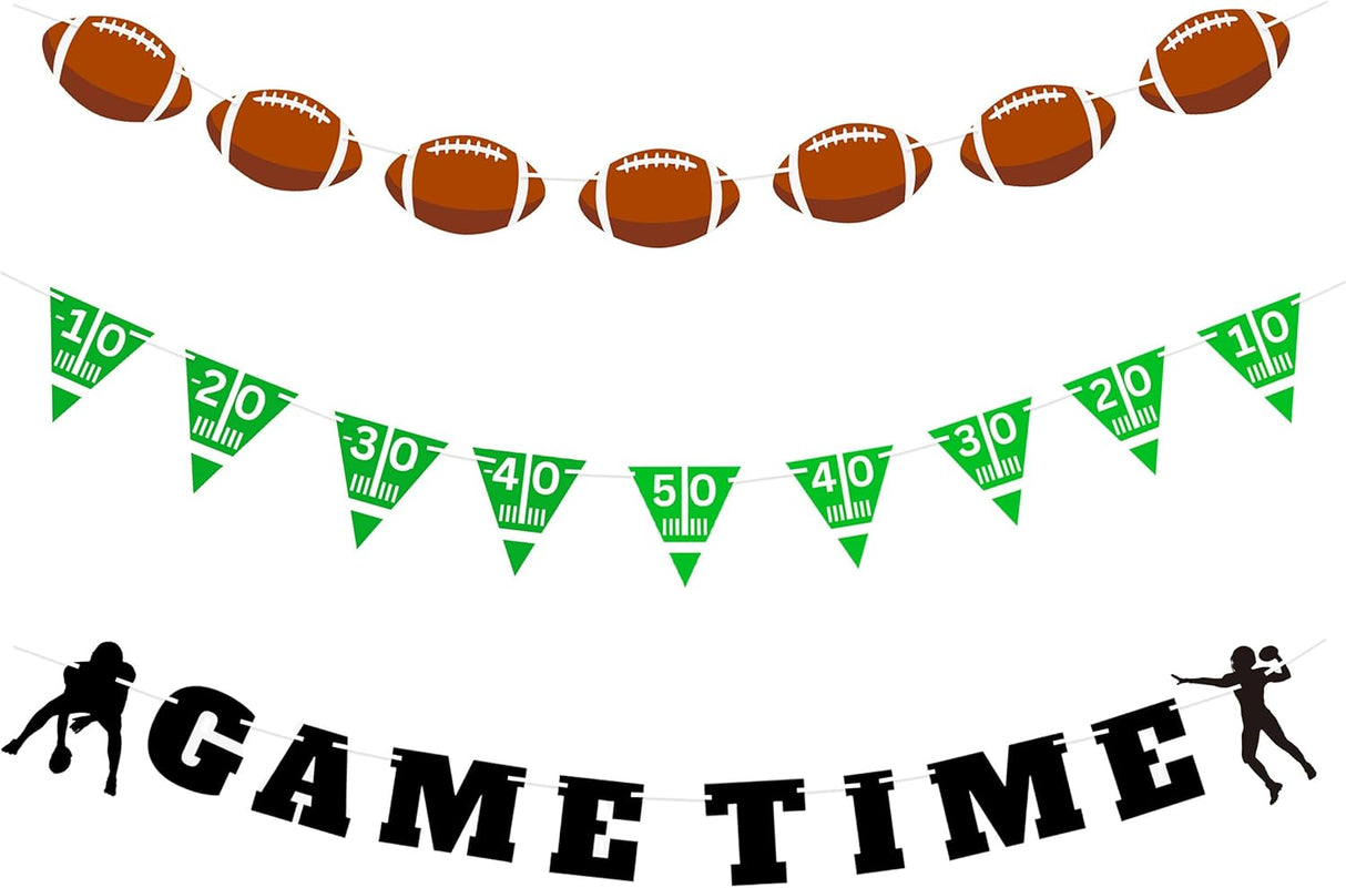 4E's Novelty 3-Pack Football Garland Banners – 9ft Party Pennants for Sports & Birthday Parties