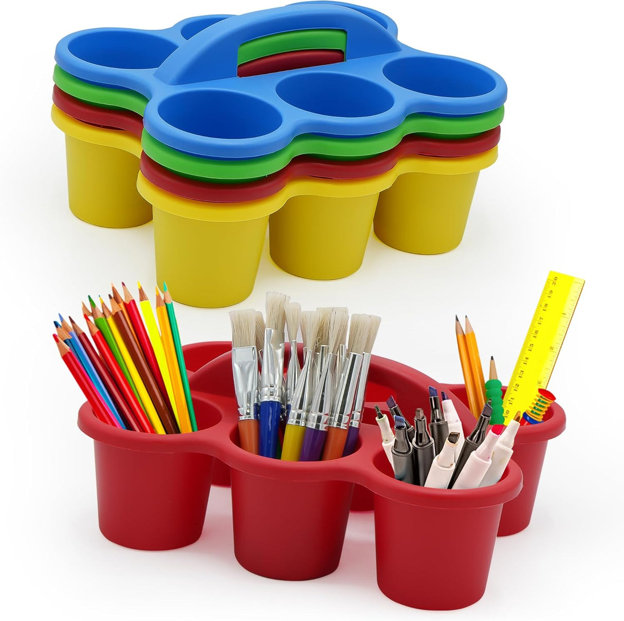 4E's Novelty 4 Pack Pencil Caddy for Classroom, Vibrant Classroom Caddy