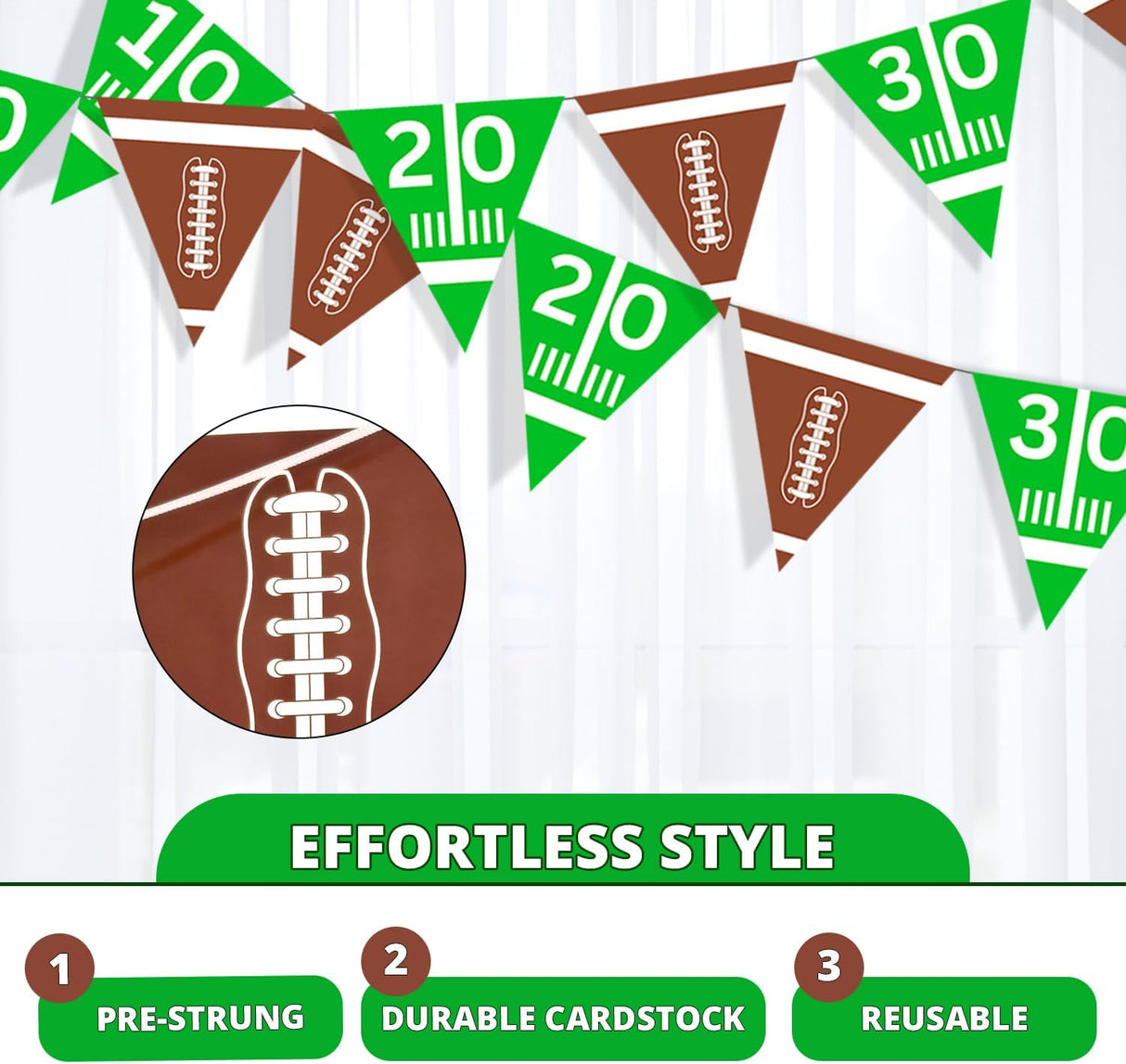 4E's Novelty 4-Pack 9ft Football Flag Banner – No DIY Needed for Football Party Decorations