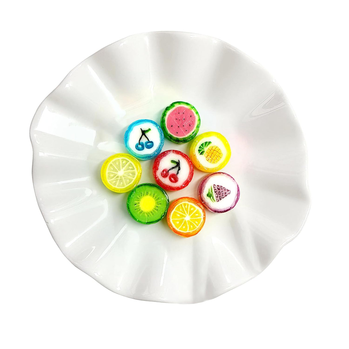 4E's Novelty Fruit Slices Candy – 1.1 lb Bulk Bag of Individually Wrapped Old-Fashioned Hard Candy (125 pcs)