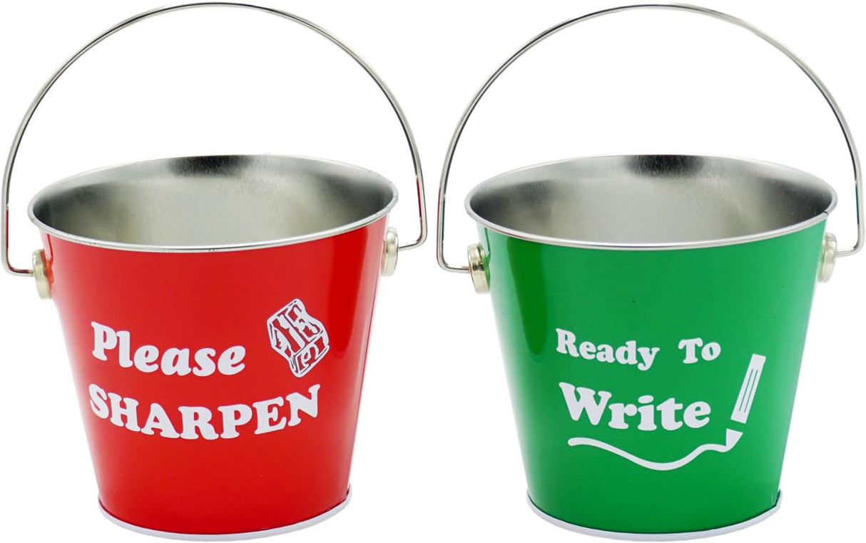 4E's Sharp & Dull Pencil Buckets Set – Metal Classroom Organizer
