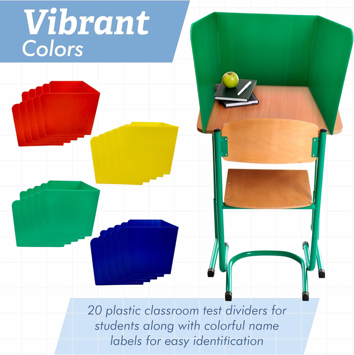 4E's Novelty Plastic Desk Dividers for Students - Pack of 20