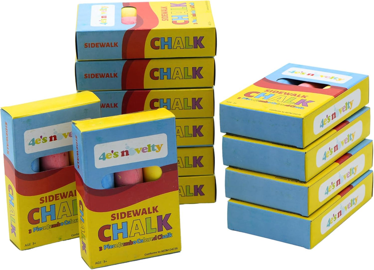 4E’s Novelty 12 Boxes Jumbo Sidewalk Chalk – Party Favors for Kids