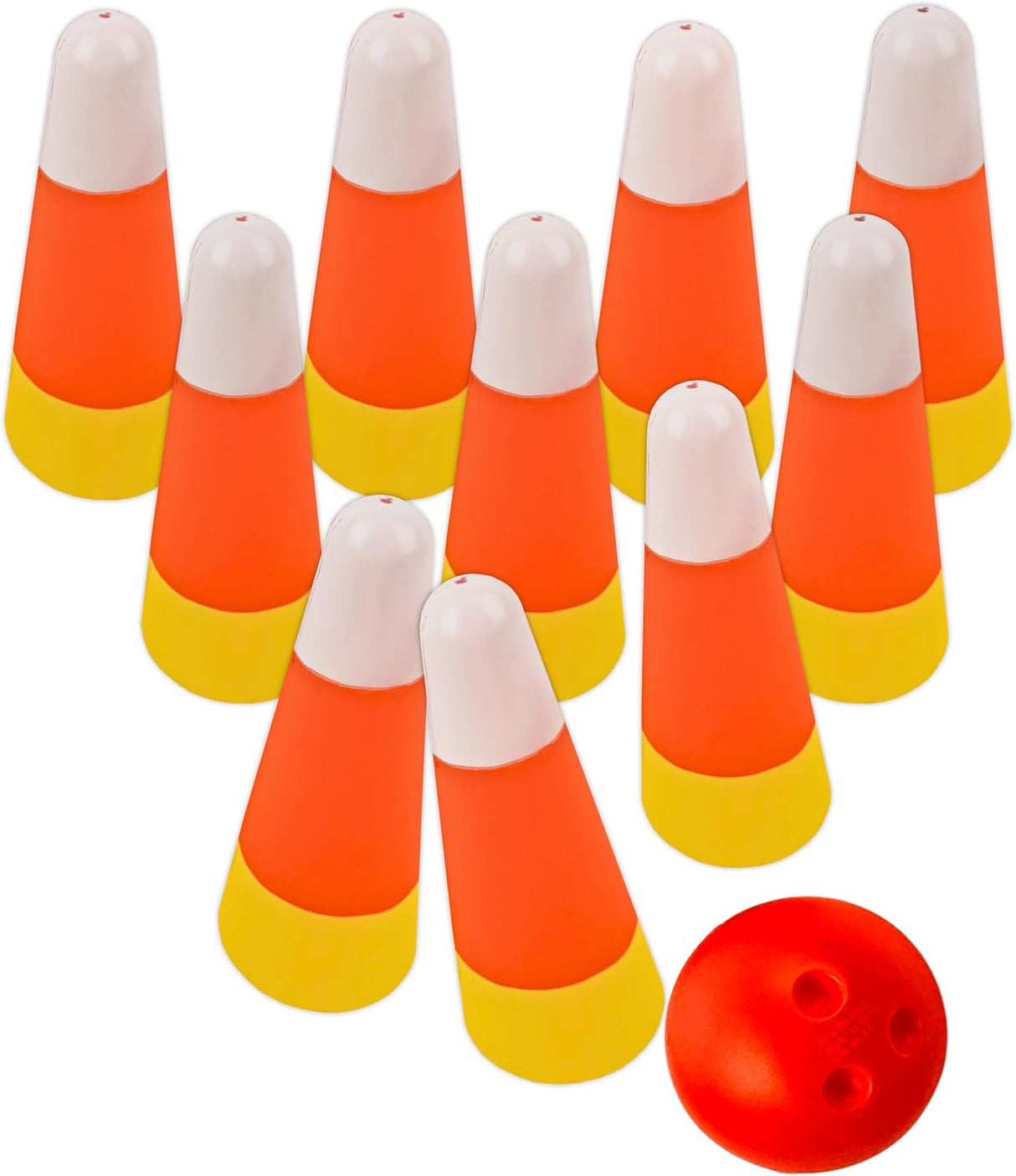 4E's Novelty Candy Corn Bowling Set for Kids & Adults - Halloween Bowling Game, Bowling Ball & 10 Plastic Bowling Pins Set, Fun Bowling Party Favors