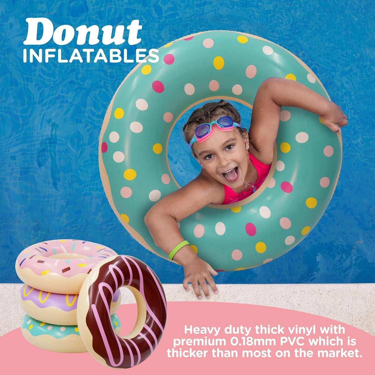 4e's Novelty 4-Pack Pool Donut Floats 30" Swim Rings