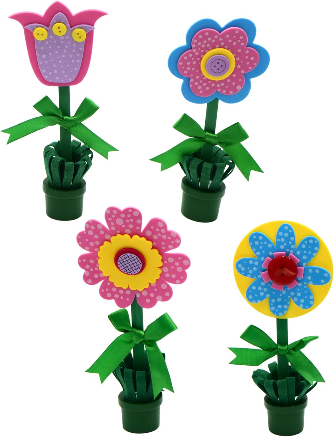 4E's Novelty DIY Foam Flower Pot Craft Kit โ 12 Pack Spring Gifts