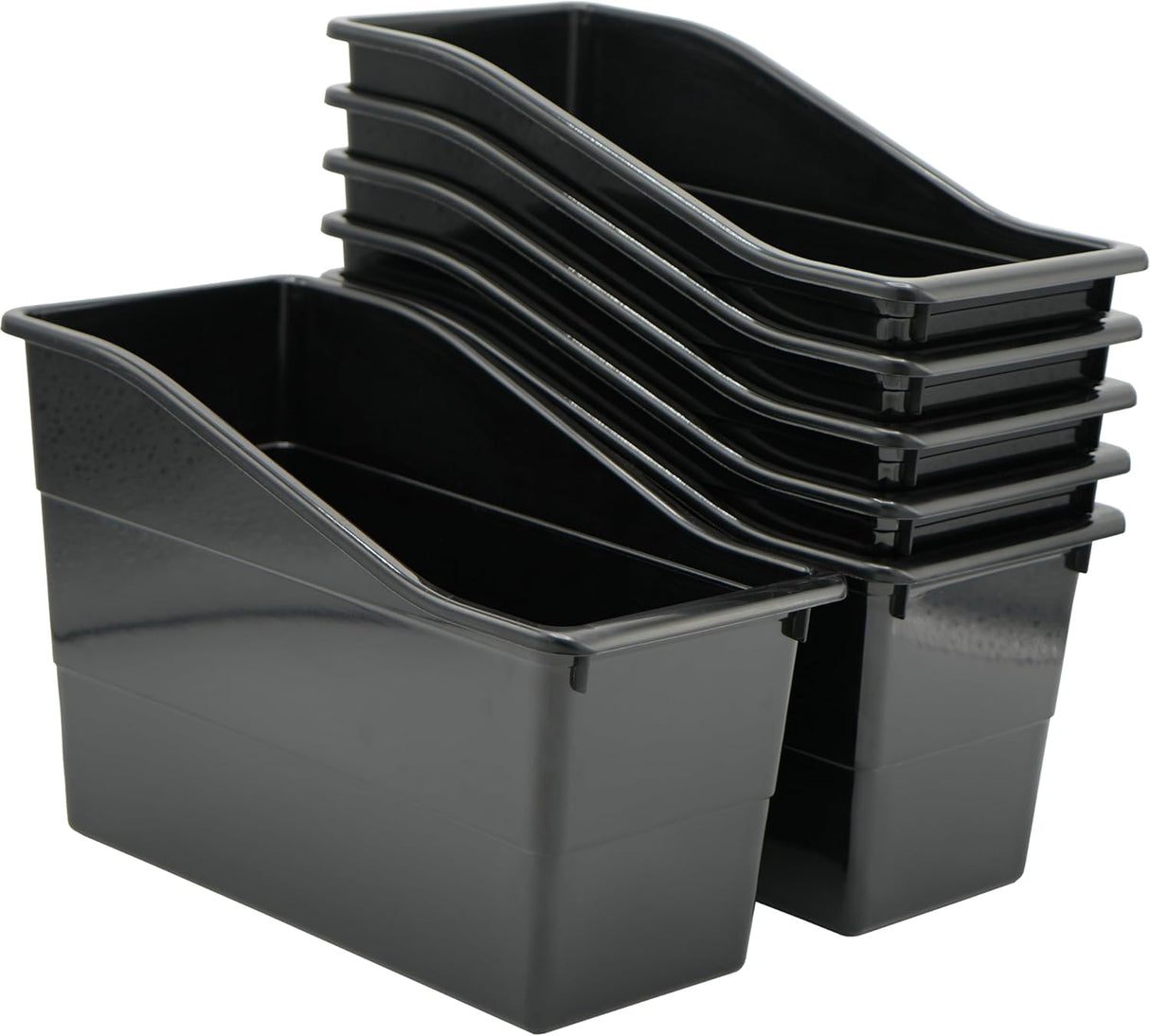 4E's Novelty 6 Pack Large Book Bin with Labels Plastic Bins for Books