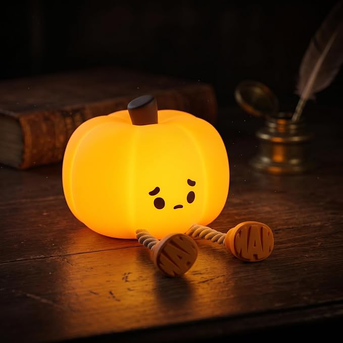 4E's Novelty Cute Rechargeable Pumpkin Night Light