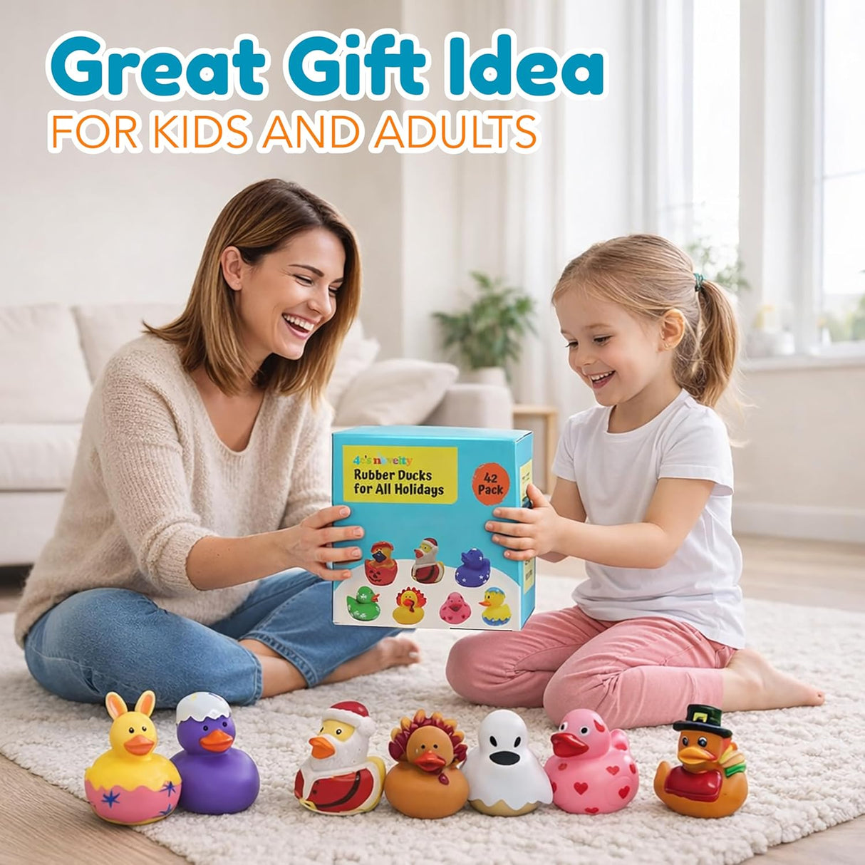 All Holidays Rubber Ducks Pack of 42 - Includes Thanksgiving, Christmas, Valentines & More, Bath Toys for Kids, Advent Gift, Seasonal Ducks