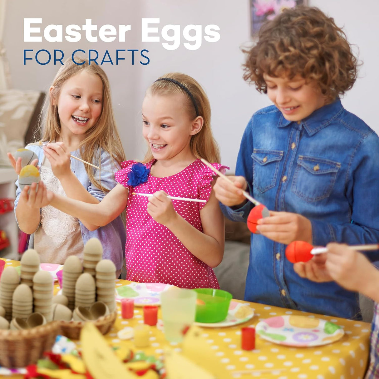 4E's Novelty DIY Paper Mache Easter Eggs to Paint 12 Pack – Paintable & Fillable Blank Craft Eggs for Kids & Adults, Easter Arts & DIY Projects
