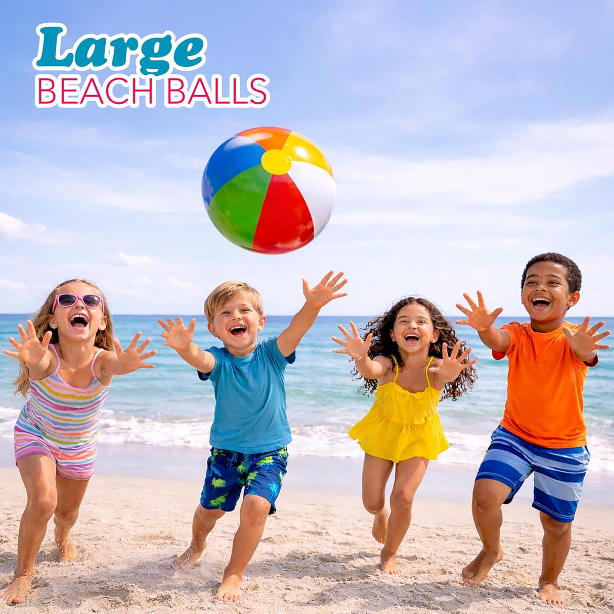 4E's Novelty 16 Inch Inflatable Beach Balls Bulk 24 Pack Beach Ball