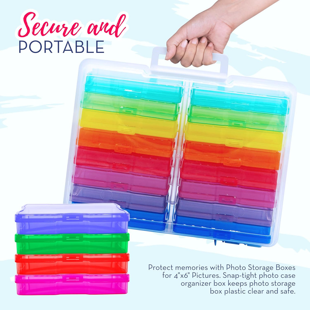 4E's Novelty 16 Pack Clear Multi-color Photo Box with 4x6 Photo Cases