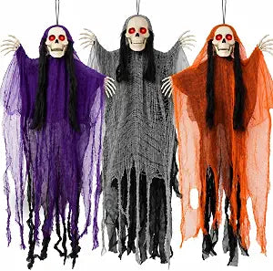 4E's Novelty 3 Pack Scary Halloween Hanging Skeleton Ghosts
