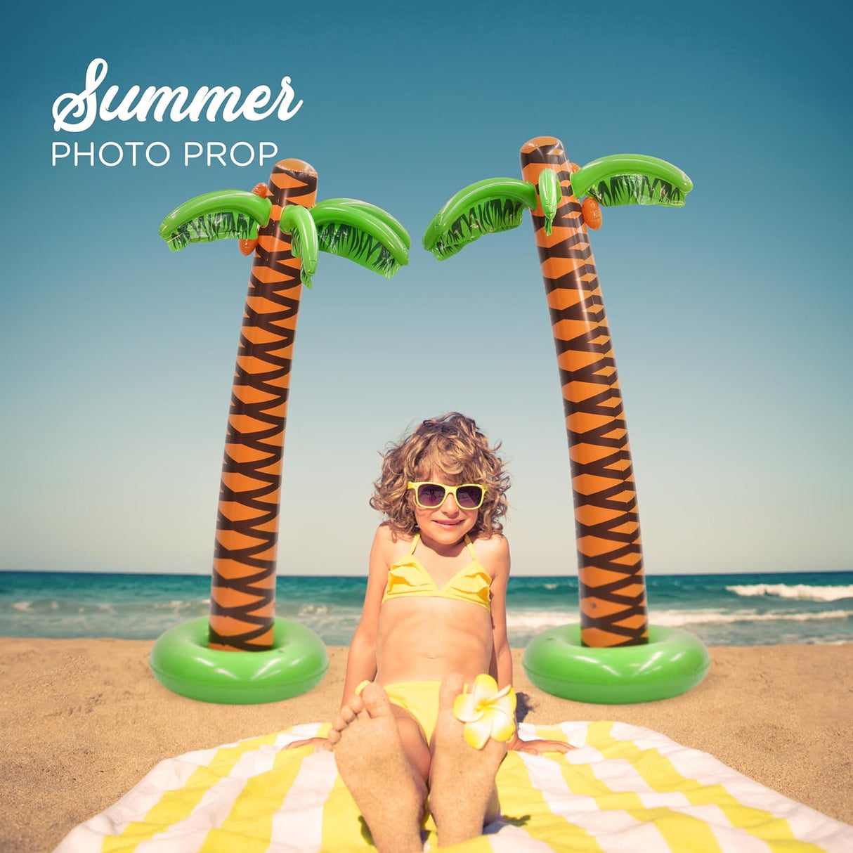 4E's Novelty Giant 66" Inflatable Palm Trees โ 4 Pack Luau Decor