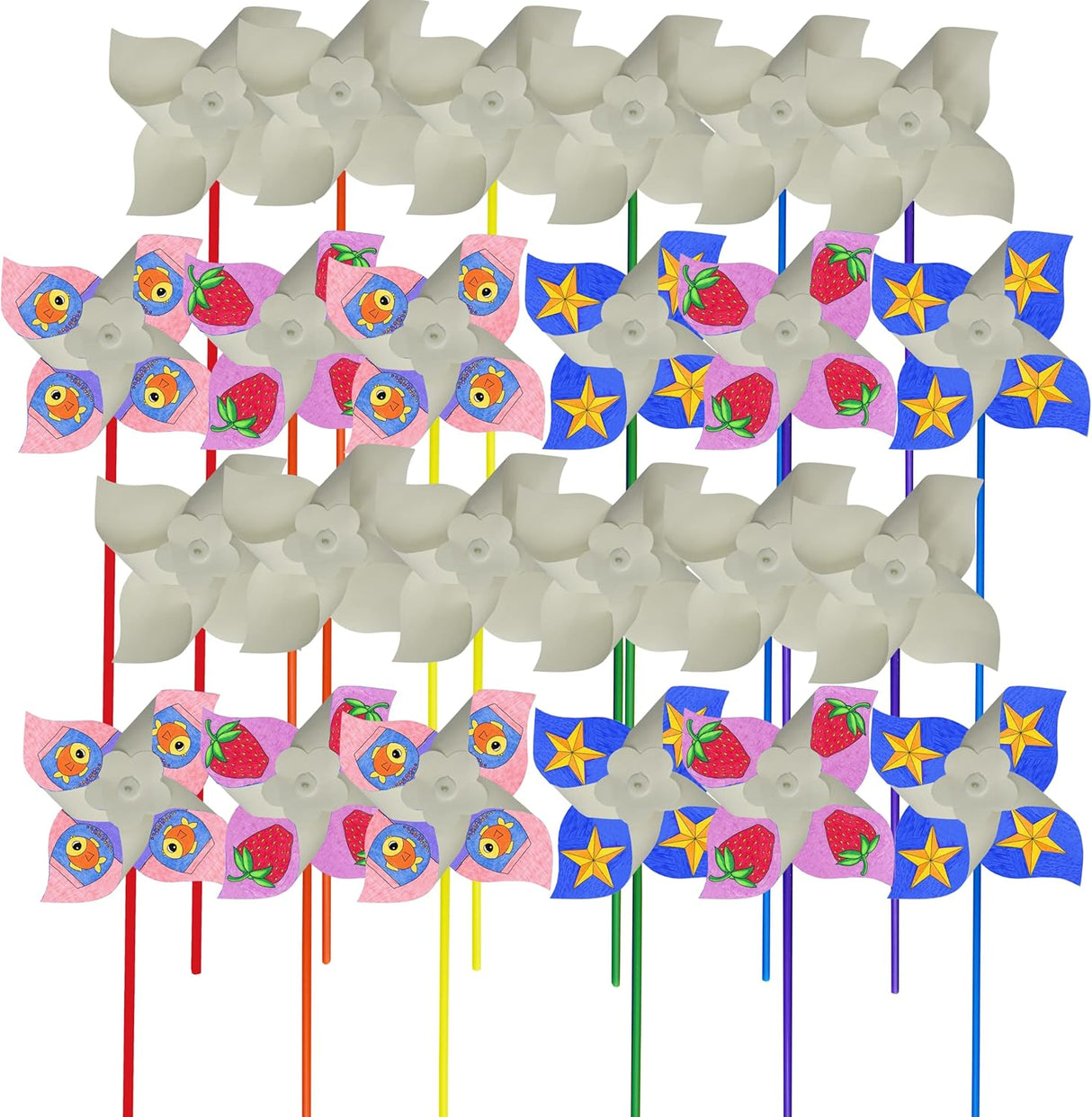 4E's Novelty 100 Pack DIY Pinwheels Craft for Kids