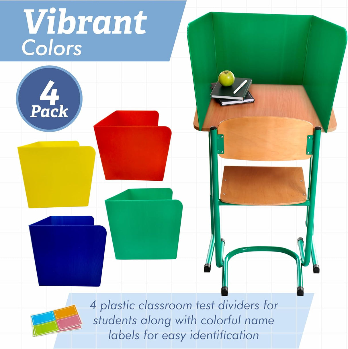 4E's Novelty Plastic Desk Dividers for Students - Pack of 4