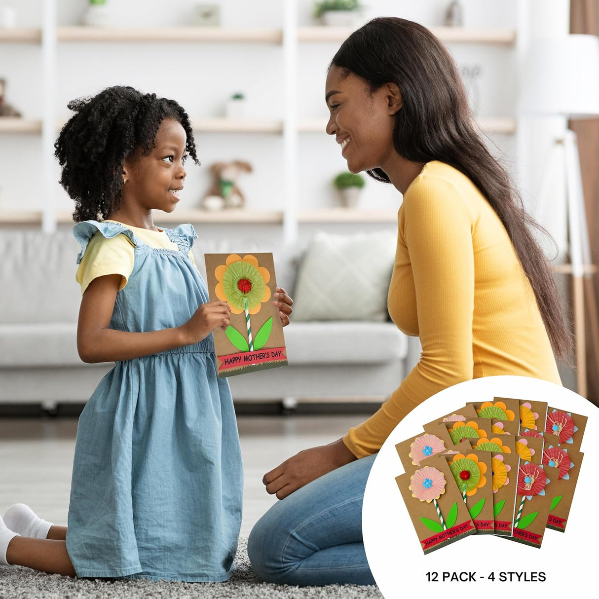 4E's Novelty Mother's Day Card Craft Kit for Kids – 12 Pack DIY