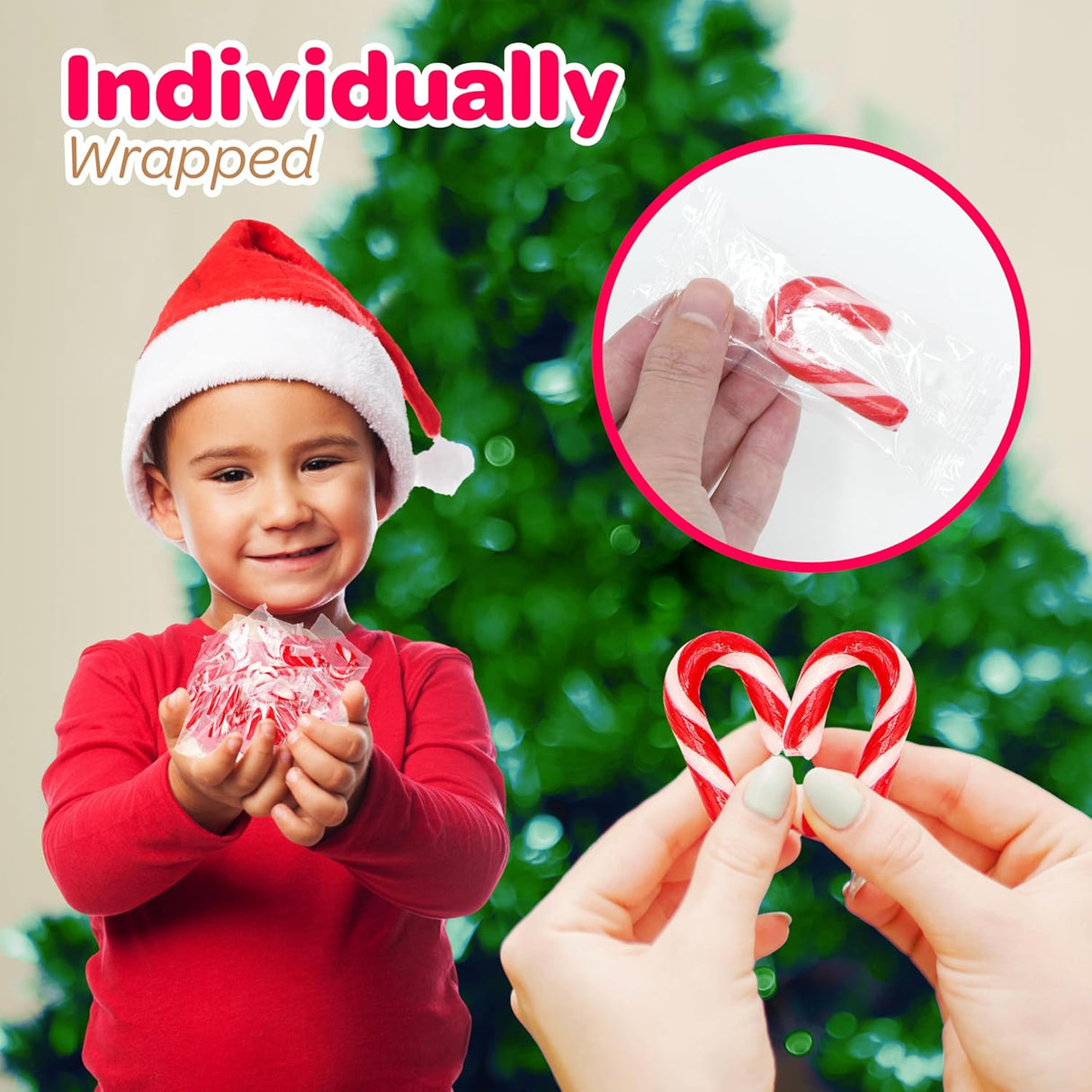 4E's Novelty 50 Pack Mini Candy Canes Bulk - Individually Wrapped, 2-Inch Mini Candy Canes, Classic Peppermint Flavor, for Christmas Treats and Christmas Bulk Stocking Stuffers, Perfect for Kids & Adults