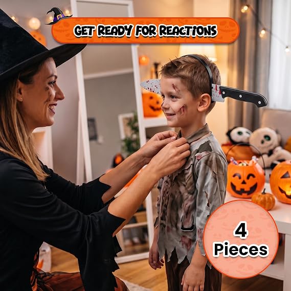 4E’s Novelty Fake Knife Through 4 Pack Head Costume