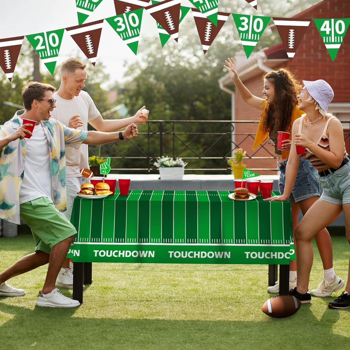 4E's Novelty 2-Pack Football Party Tablecloths – Disposable 54x108” Covers for Game Day Decor
