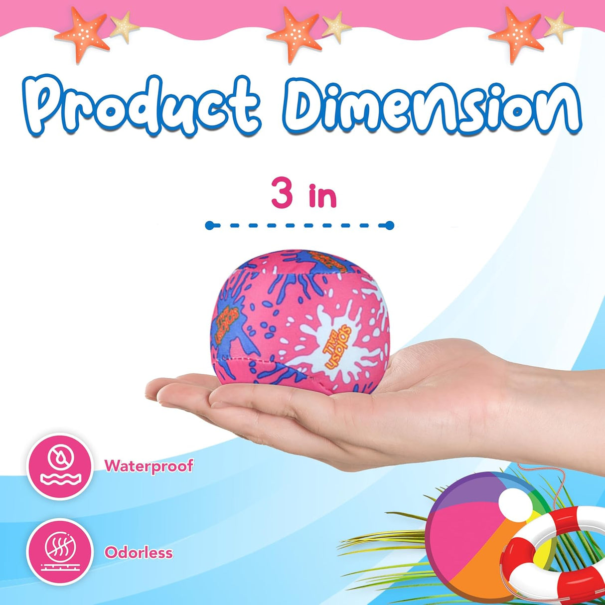 4E's Novelty 12 Pack Water Bomb Splash Balls – 3" Sponge Balls for Pool Party Kids