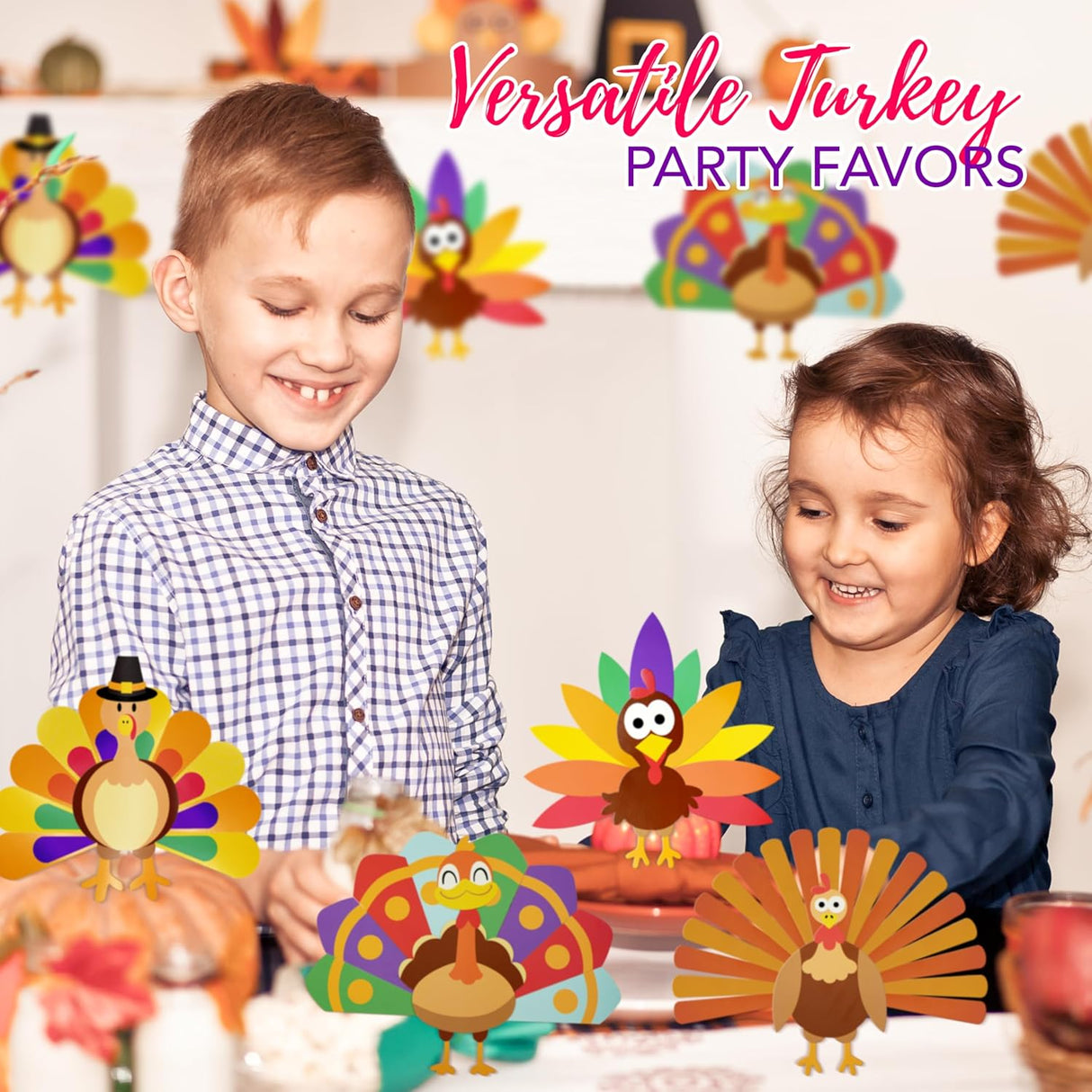 PRANK PANTRY Turkey Craft Kit, 4 Pcs Thanksgiving Crafts Kits for Kids, Thankful Turkey Activity
