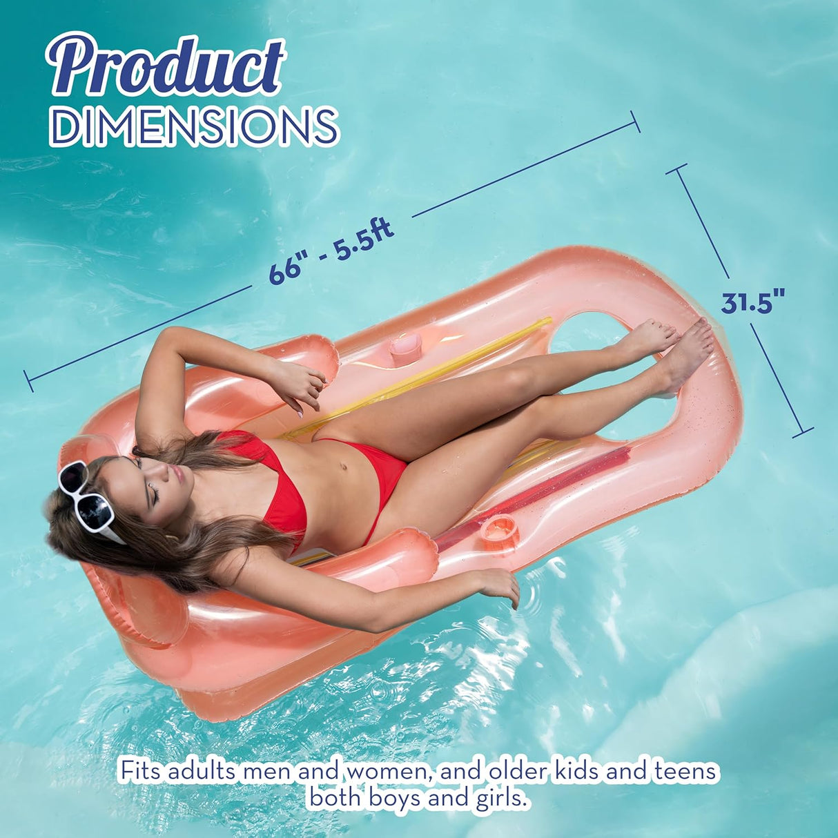 4E's Novelty 2 Pack Pool Lounger with Cup Holder - Inflatable Floats for Adults for Summer Party Favors