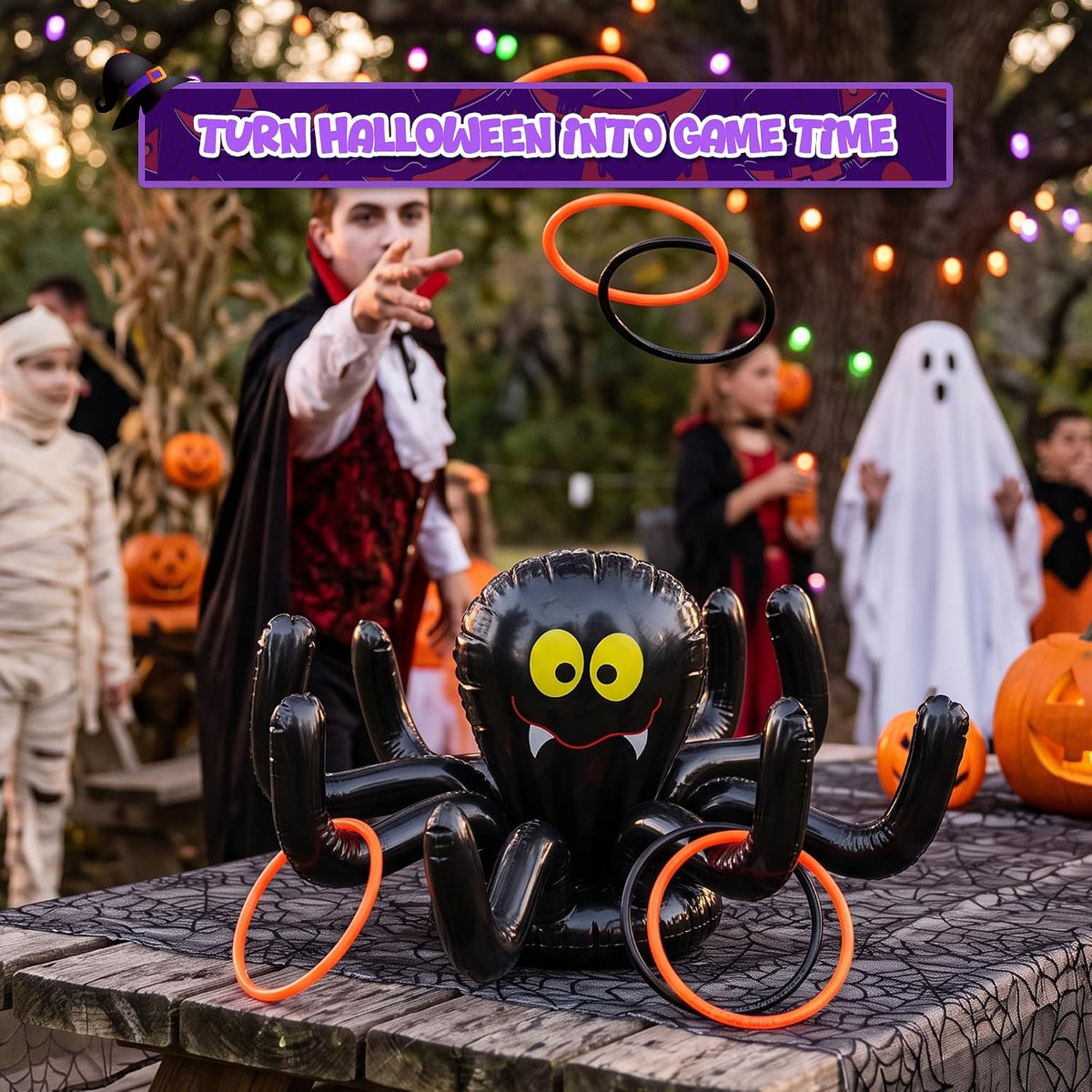 4E's Novelty Halloween Ring Toss Game Inflatable Spider