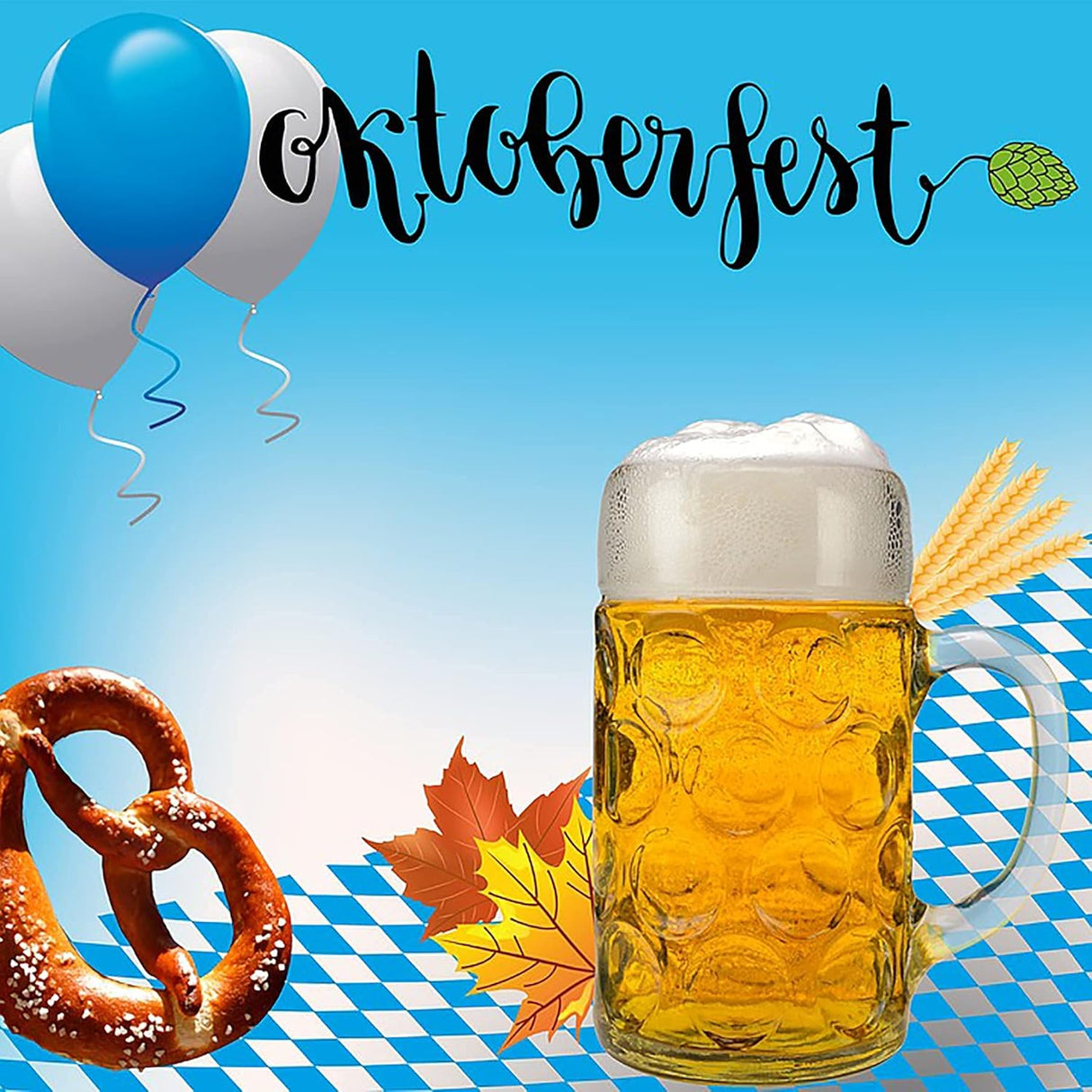 8 Pcs Oktoberfest Party Supplies - 6 Hanging Paper Lanterns & 2 Oktoberfest Banners