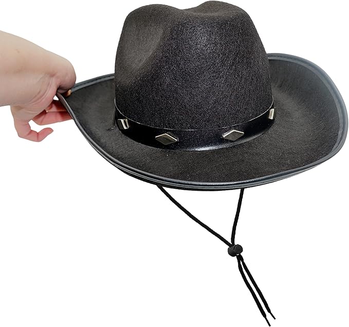 4E's Novelty 2 Pack Black Cowboy Hat – Kids Felt Cowgirl Hats for Boys, Girls, Teens