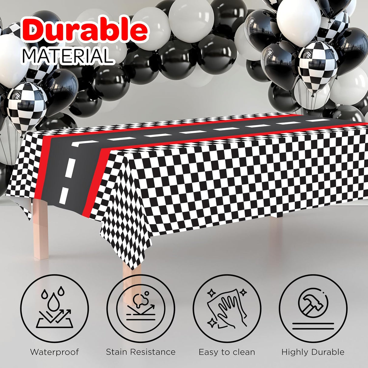 4E's Novelty Checkered Racing Theme Tablecloth