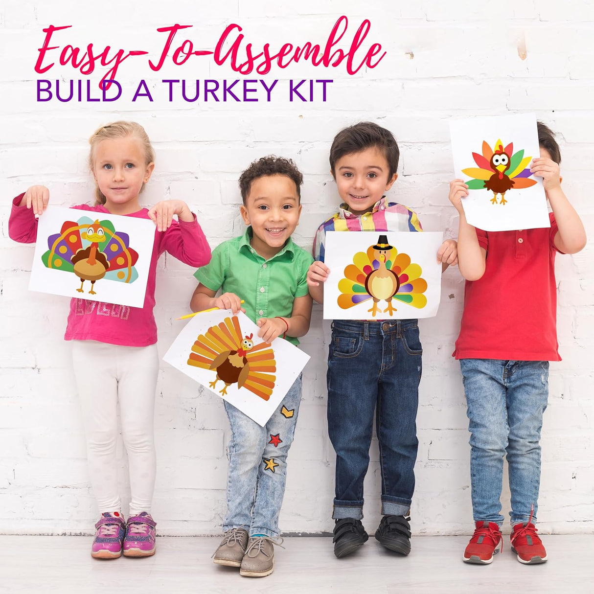 PRANK PANTRY Turkey Craft Kit, 4 Pcs Thanksgiving Crafts Kits for Kids, Thankful Turkey Activity