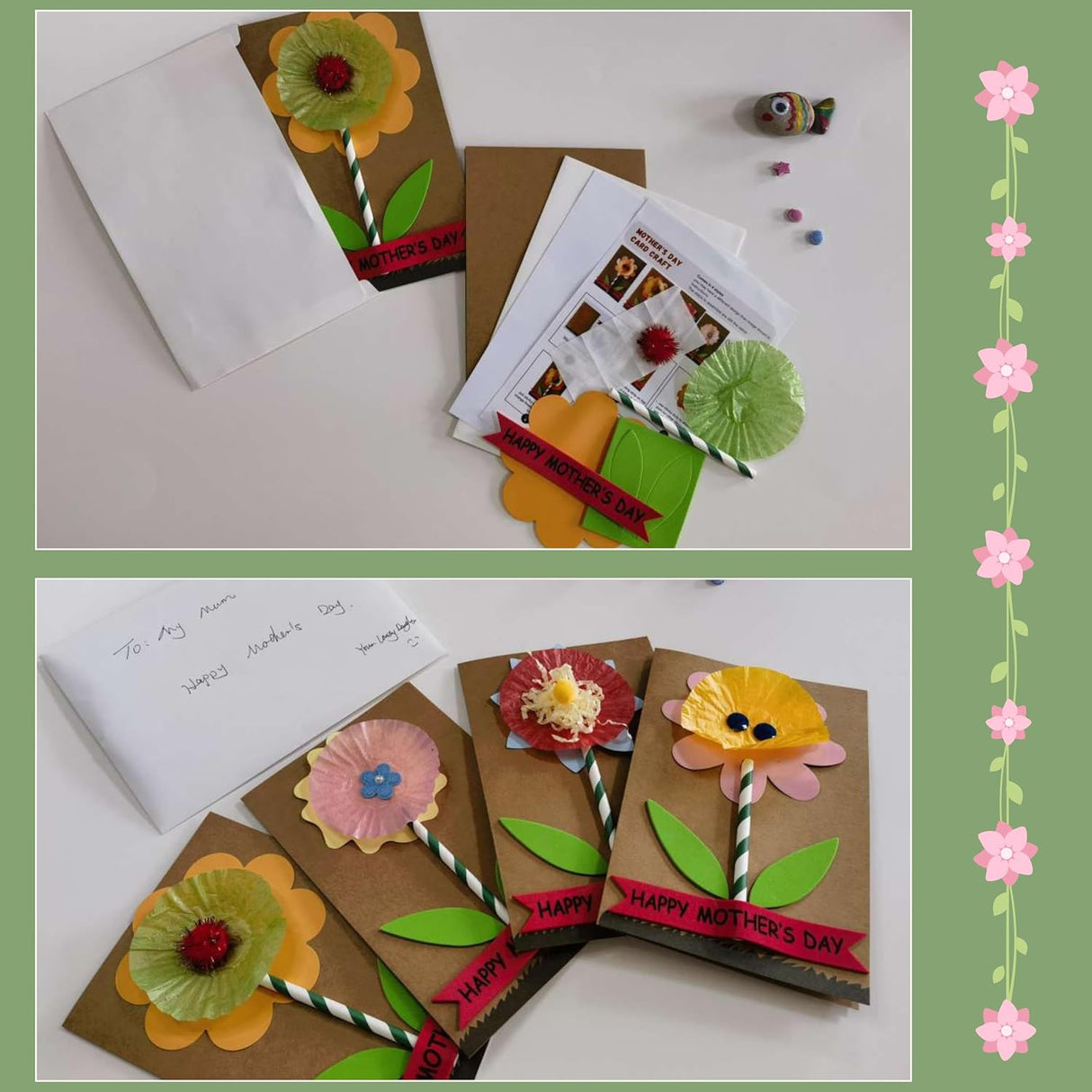 4E's Novelty Mother's Day Card Craft Kit for Kids – 12 Pack DIY