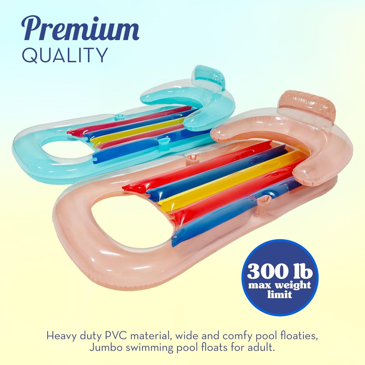 4E's Novelty 2 Pack Pool Lounger with Cup Holder - Inflatable Floats for Adults for Summer Party Favors