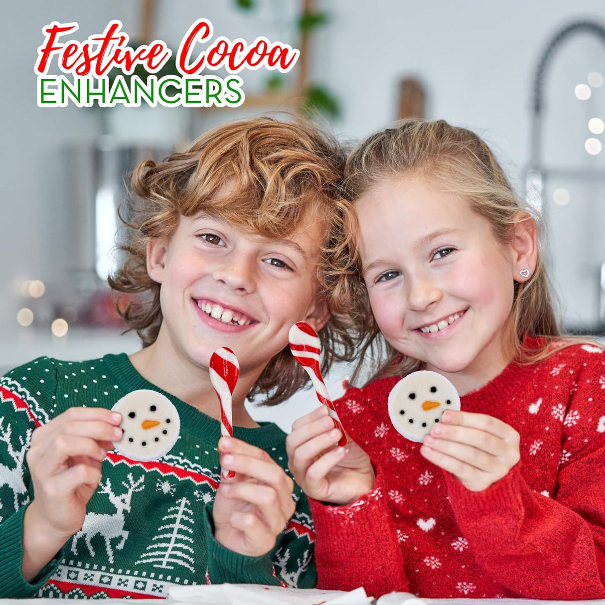 4E's Novelty Snowman Marshmallows & Peppermint Spoons 48 Pcs (24 Each)