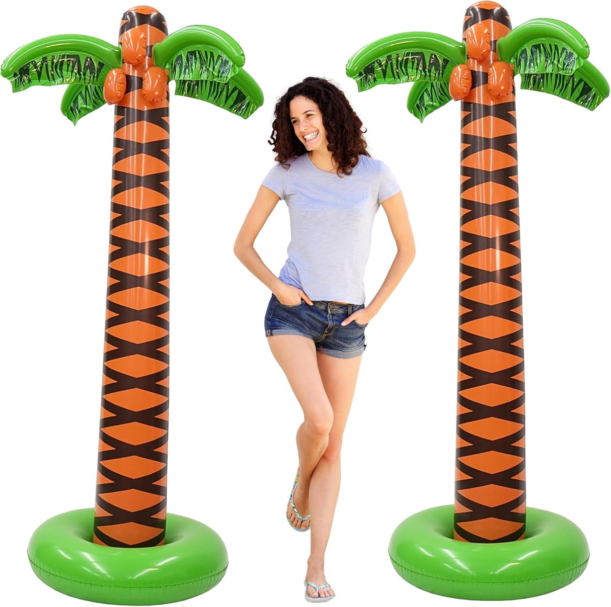 4E's Novelty Giant 66" Inflatable Palm Trees โ 4 Pack Luau Decor