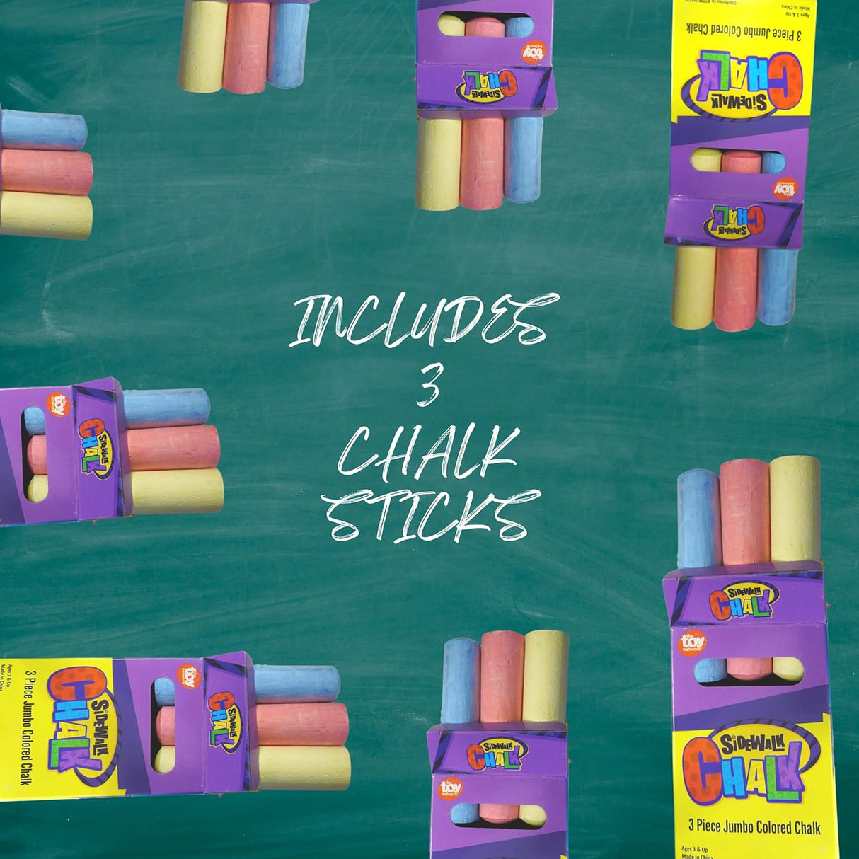 4E’s Novelty 12 Boxes Jumbo Sidewalk Chalk – Party Favors for Kids