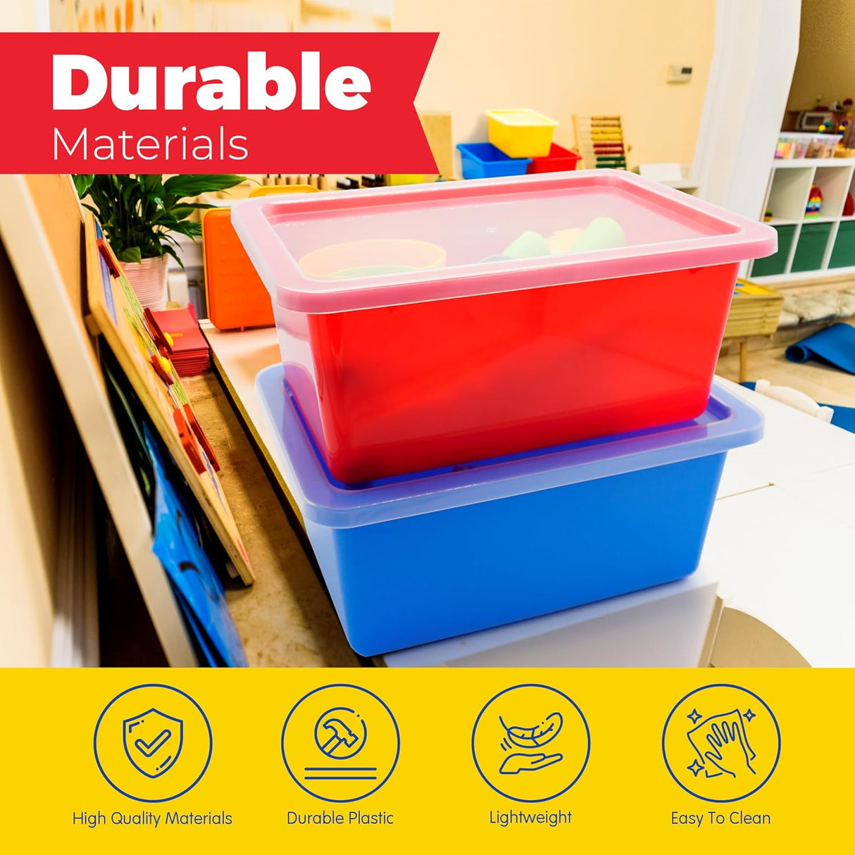 Storage Bins - Stackable Storage Bins, Plastic Storage, Bins Storage Containers, 3 pcs per pack - Cubby Storage Organizers, Classroom Organization