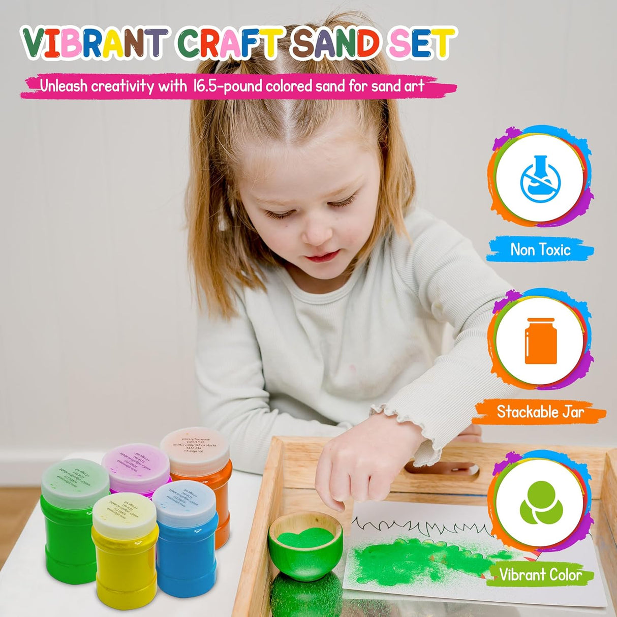 4E's Novelty 16.5 Pound Colored Sand for Crafts, 12 Sand Art Colors